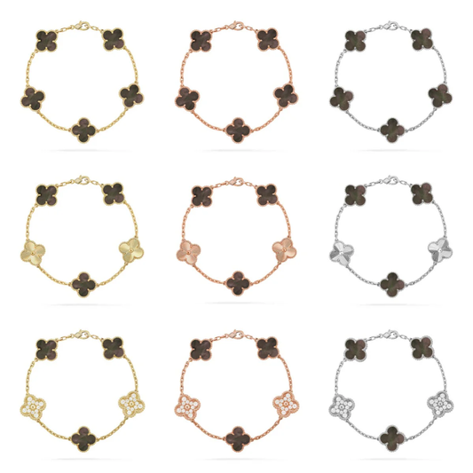 [Star Jewelry] CLOVER 5 MOTIF GRAY MOP BRACELET COLLECTION
