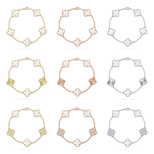 [Star Jewelry]CLOVER WHITE PEARL MOP 5 MOTIF BRACELET COLLECTION