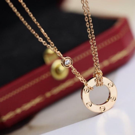 [Star Jewelry]LOVE NECKLACE ADJUSTABLE ROSE GOLD 2 DIAMOND