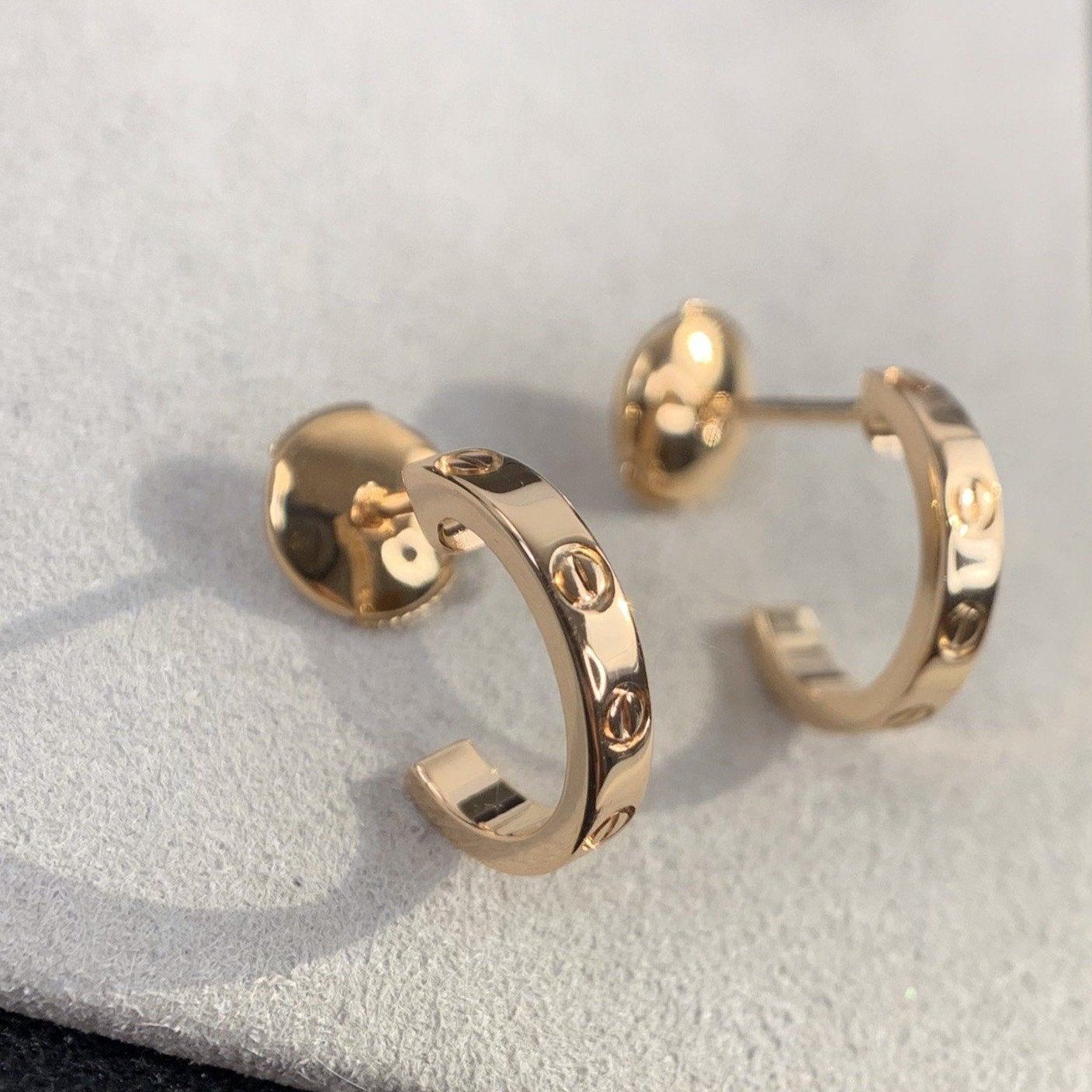 [Star Jewelry]LOVE EARRINGS 2.65MM PINK GOLD
