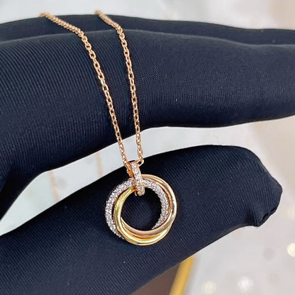 [Star Jewelry]TRINITY NECKLACE SILVER GOLD PINK GOLD DIAMONDS