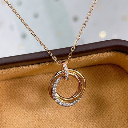 [Star Jewelry]TRINITY NECKLACE SILVER GOLD PINK GOLD DIAMONDS