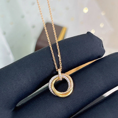 [Star Jewelry]TRINITY NECKLACE SILVER GOLD PINK GOLD DIAMONDS