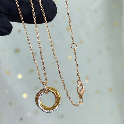 [Star Jewelry]TRINITY NECKLACE SILVER GOLD PINK GOLD DIAMONDS