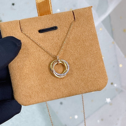 [Star Jewelry]TRINITY NECKLACE SILVER GOLD PINK GOLD DIAMONDS