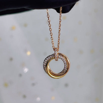 [Star Jewelry]TRINITY NECKLACE SILVER GOLD PINK GOLD DIAMONDS