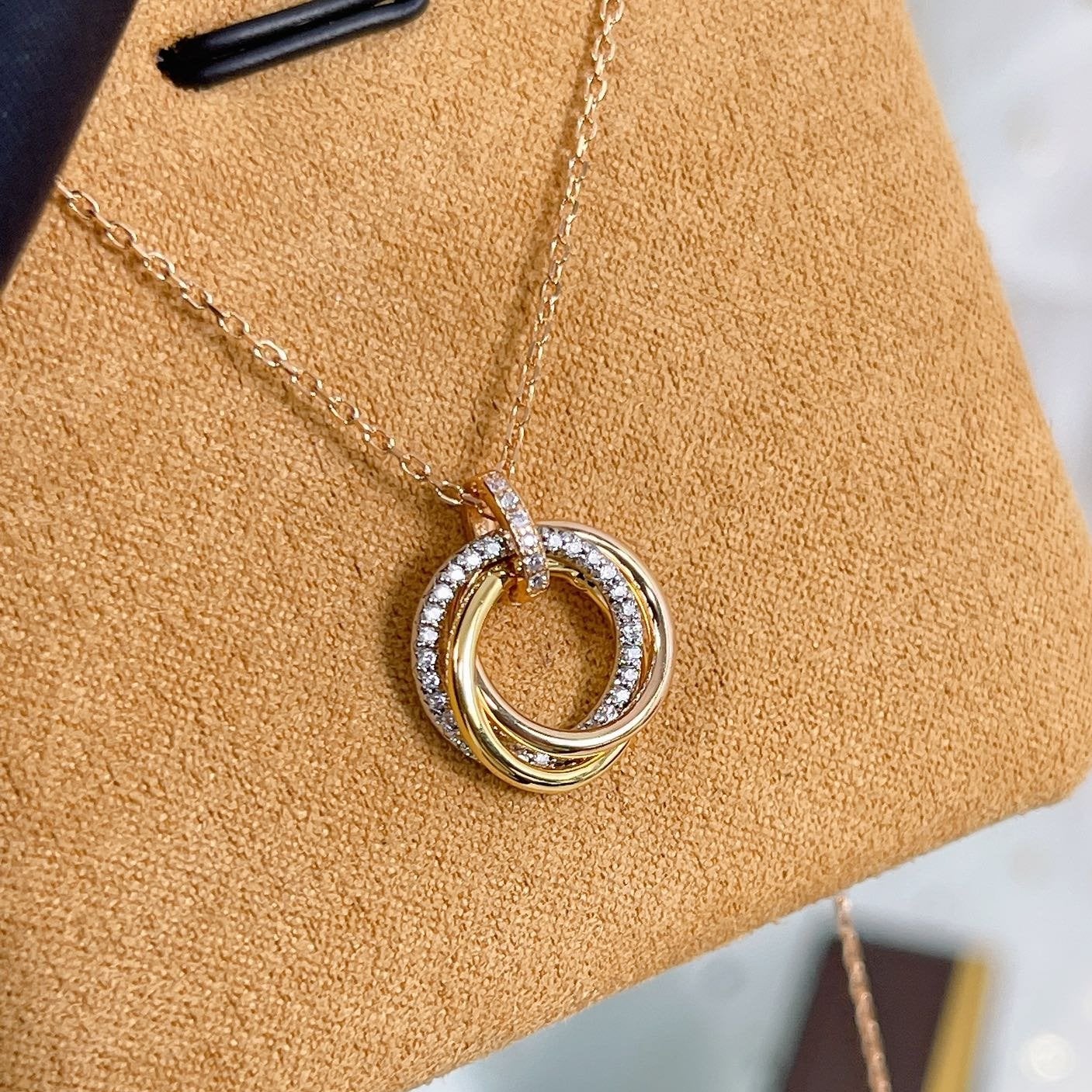 [Star Jewelry]TRINITY NECKLACE SILVER GOLD PINK GOLD DIAMONDS