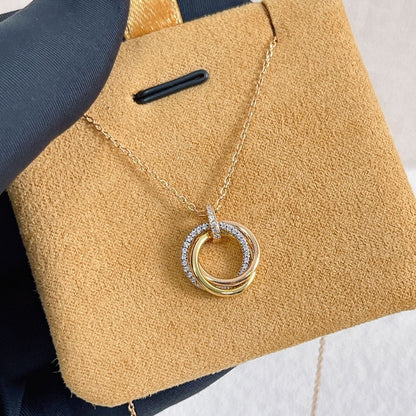 [Star Jewelry]TRINITY NECKLACE SILVER GOLD PINK GOLD DIAMONDS