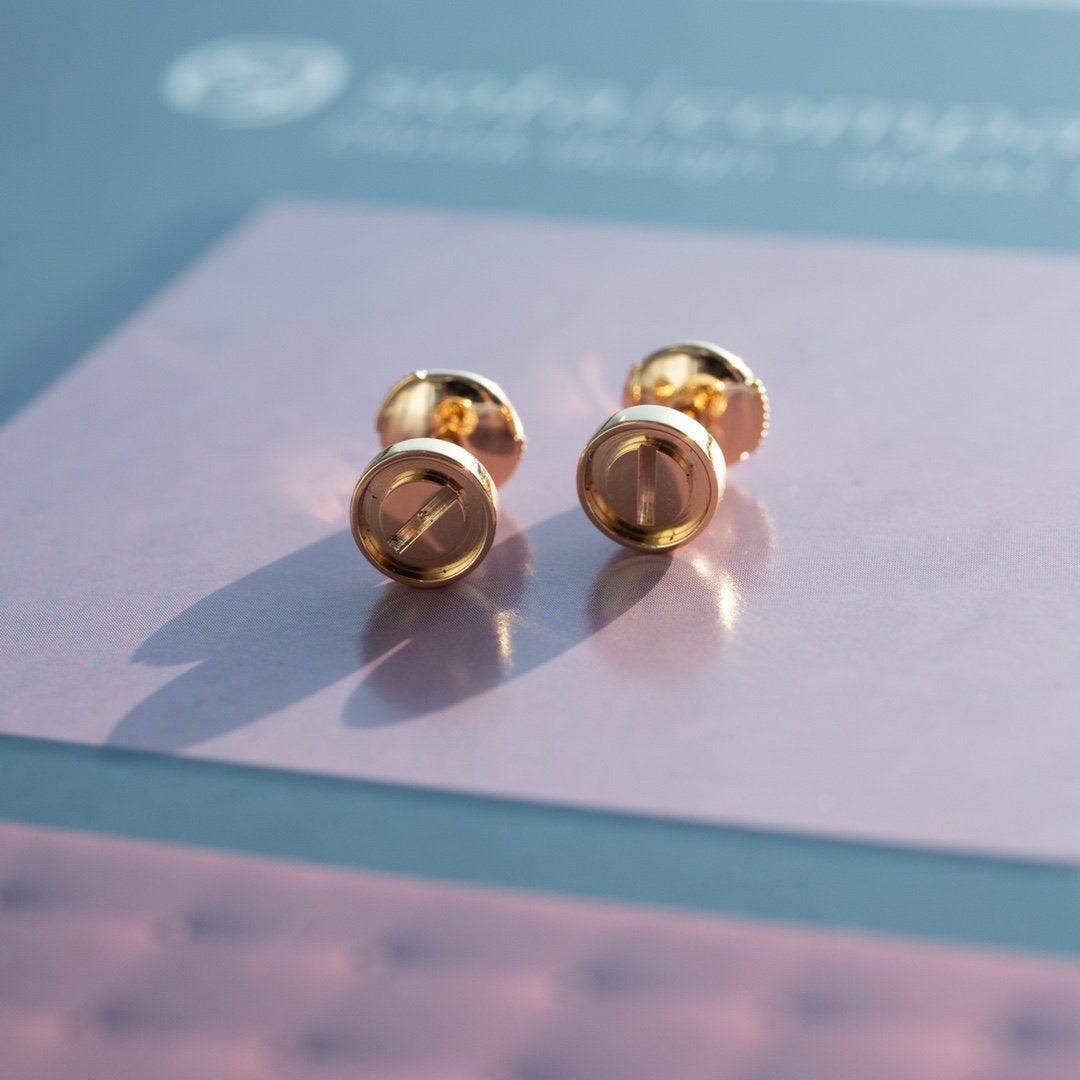 [Star Jewelry]LOVE EARRINGS PINK GOLD 10MM