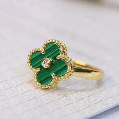 [Star Jewelry]CLOVER MALACHITE RING GOLD DIAMOND