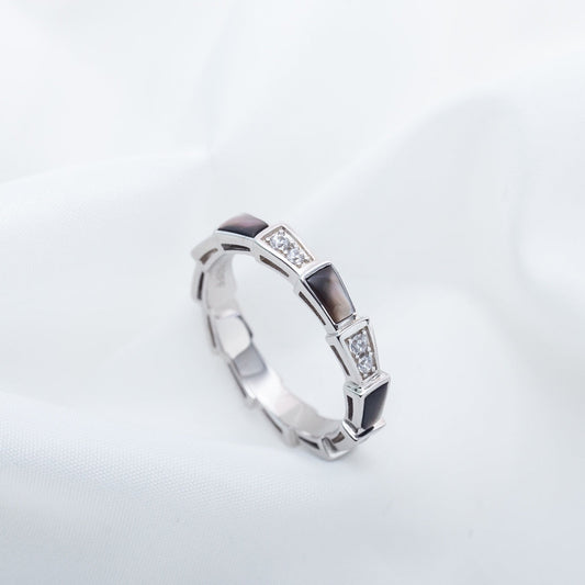 [Star Jewelry]SERPENTI RING SILVER  DIAMOND BLACK MOP 3MM