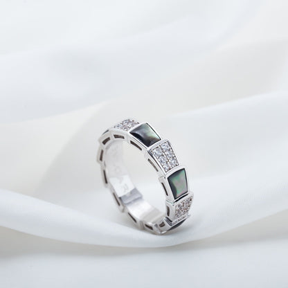 [Star Jewelry]SERPENTI RING SILVER DIAMOND BLACK MOP 4MM