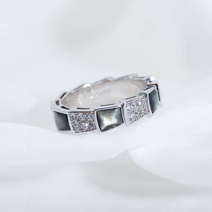 [Star Jewelry]SERPENTI RING SILVER DIAMOND BLACK MOP 4MM