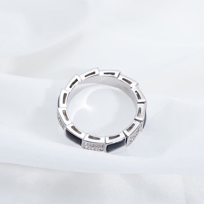 [Star Jewelry]SERPENTI RING SILVER DIAMOND BLACK MOP 4MM