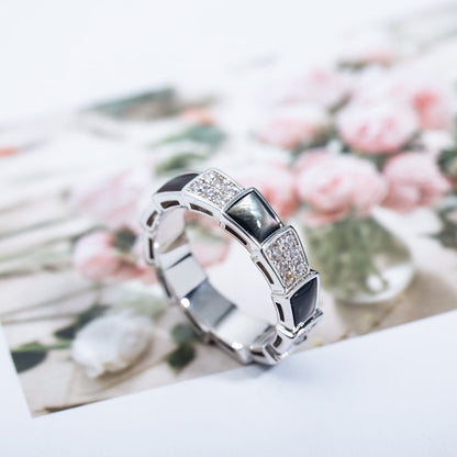 [Star Jewelry]SERPENTI RING SILVER DIAMOND BLACK MOP 4MM