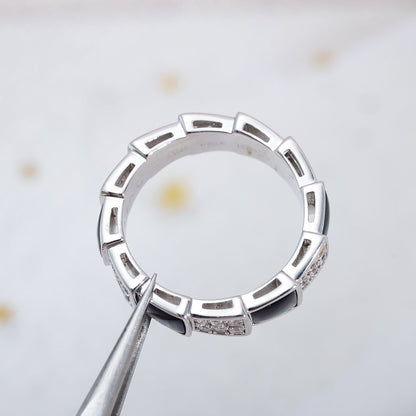 [Star Jewelry]SERPENTI RING SILVER DIAMOND BLACK MOP 4MM
