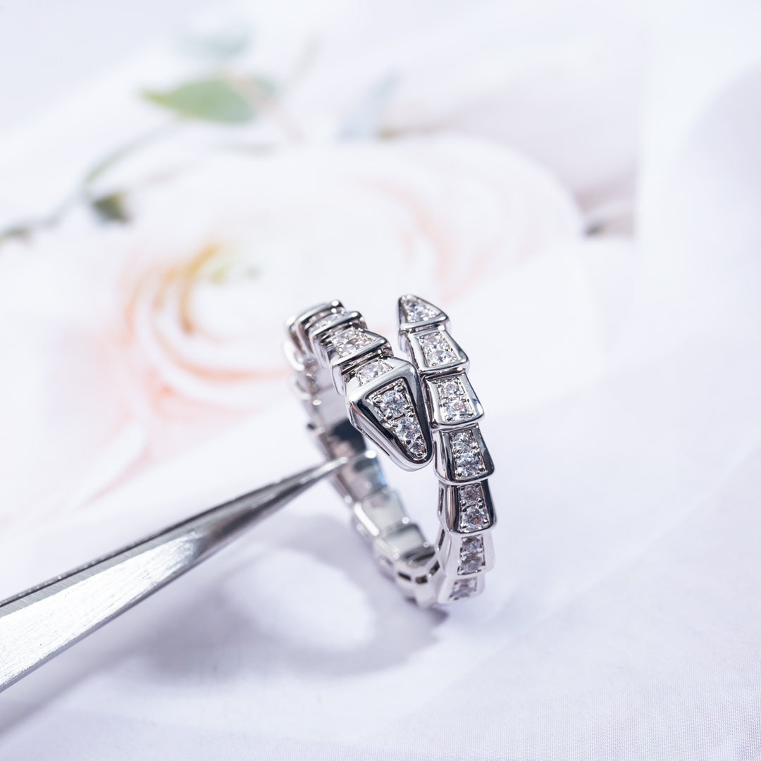 [Star Jewelry]SERPENTI RING SILVER DIAMOND PAVED 4MM