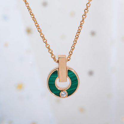 [Star Jewelry]GARI NECKLACE PINK GOLD MALACHITE