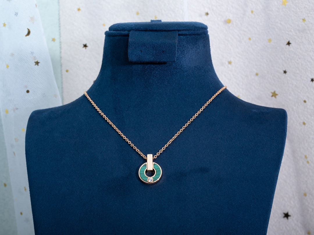 [Star Jewelry]GARI NECKLACE PINK GOLD MALACHITE