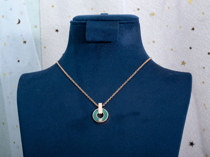 [Star Jewelry]GARI NECKLACE PINK GOLD MALACHITE