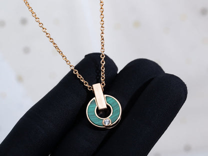 [Star Jewelry]GARI NECKLACE PINK GOLD MALACHITE