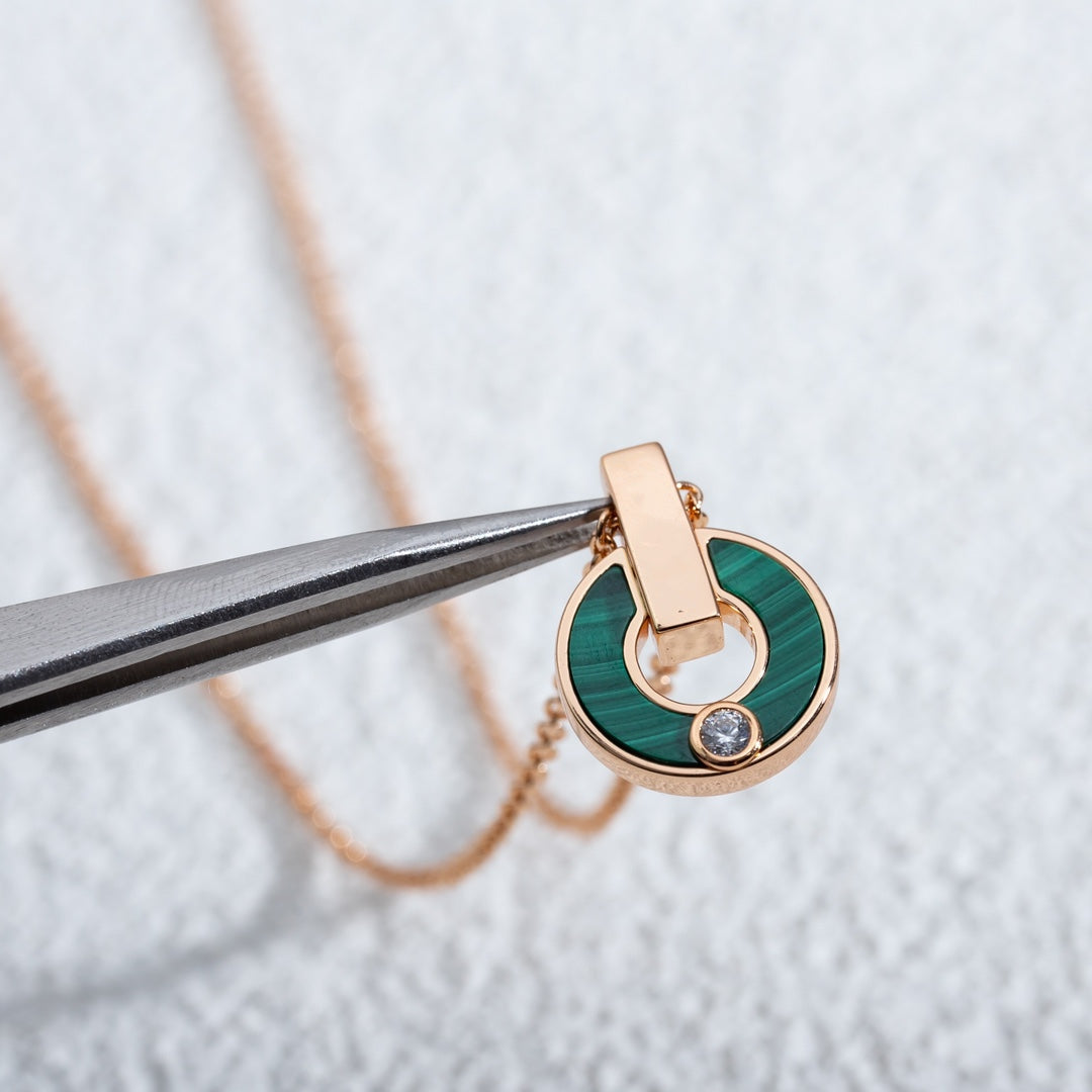 [Star Jewelry]GARI NECKLACE PINK GOLD MALACHITE