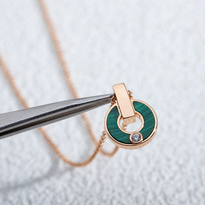 [Star Jewelry]GARI NECKLACE PINK GOLD MALACHITE