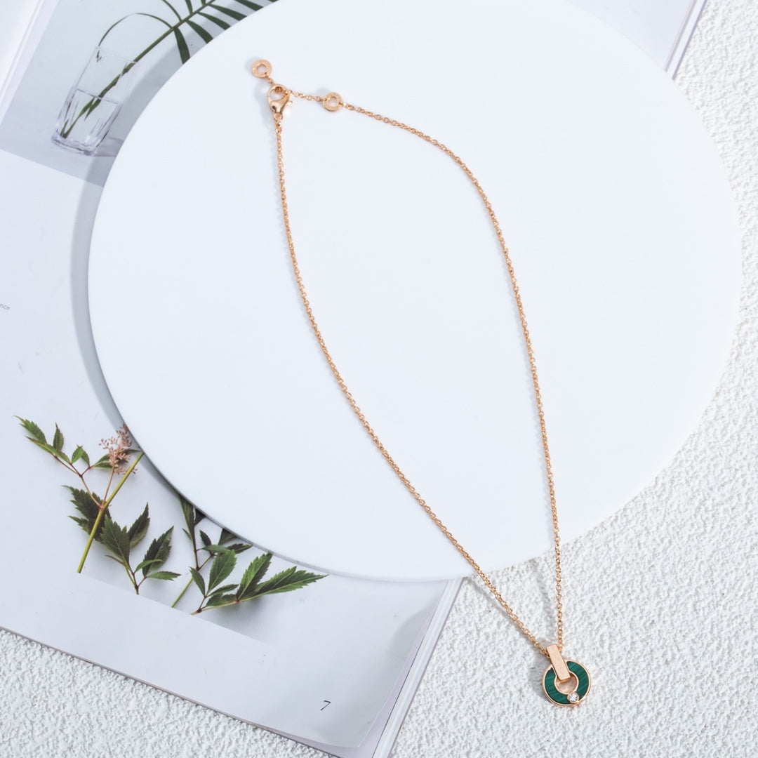 [Star Jewelry]GARI NECKLACE PINK GOLD MALACHITE