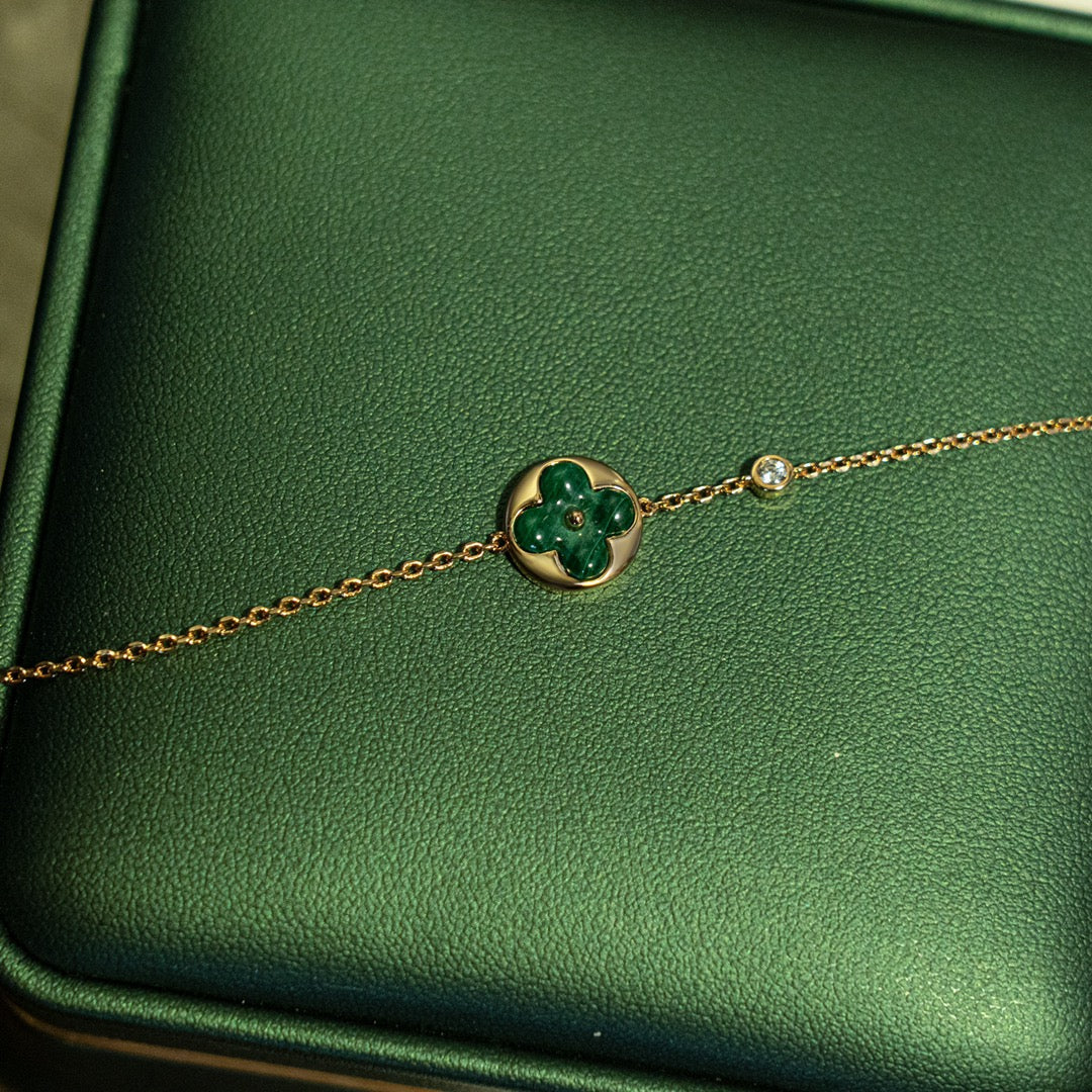 [Star Jewelry]SUN MALACHITE 1 DIAMOND PINK GOLD BRACELET