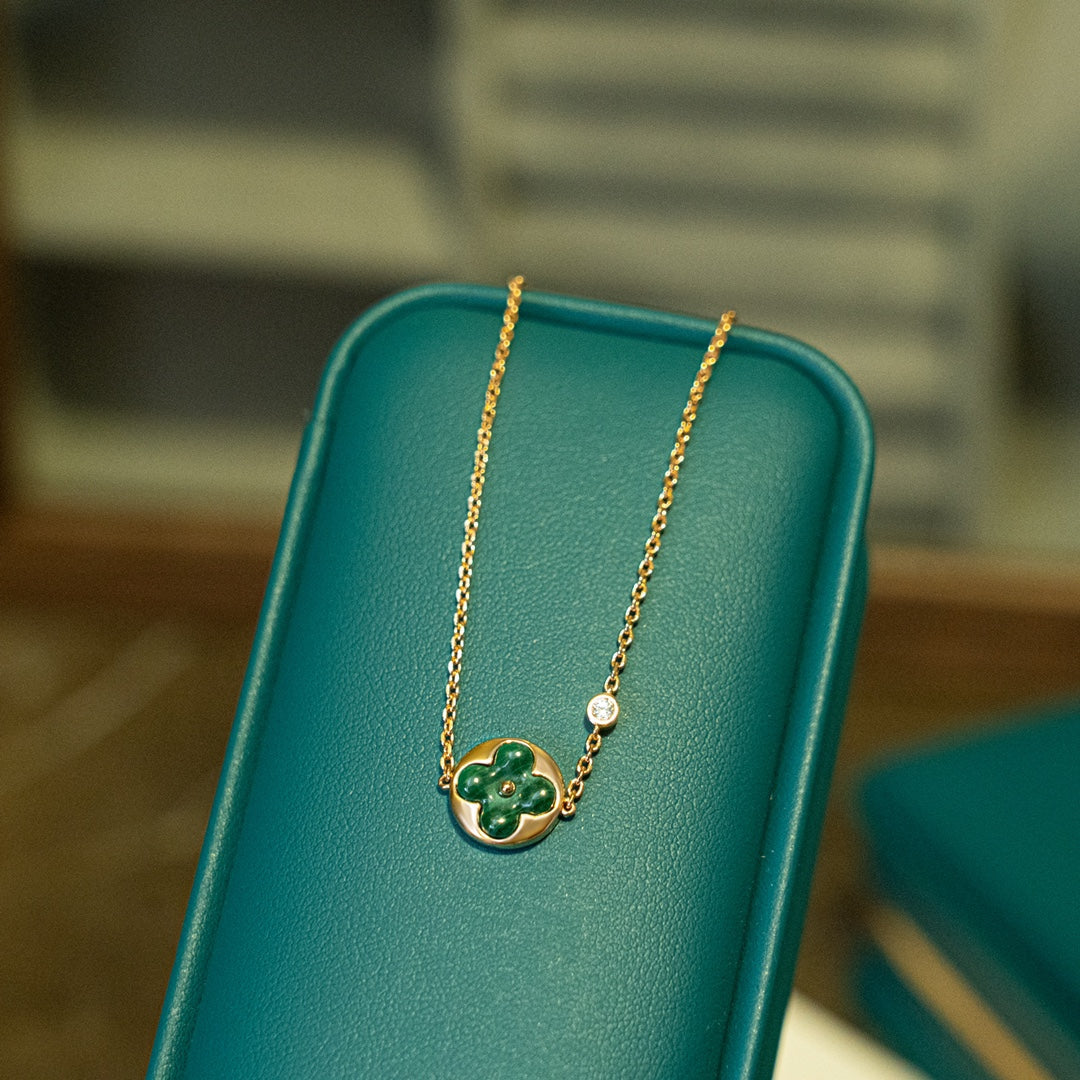 [Star Jewelry]SUN MALACHITE 1 DIAMOND PINK GOLD BRACELET