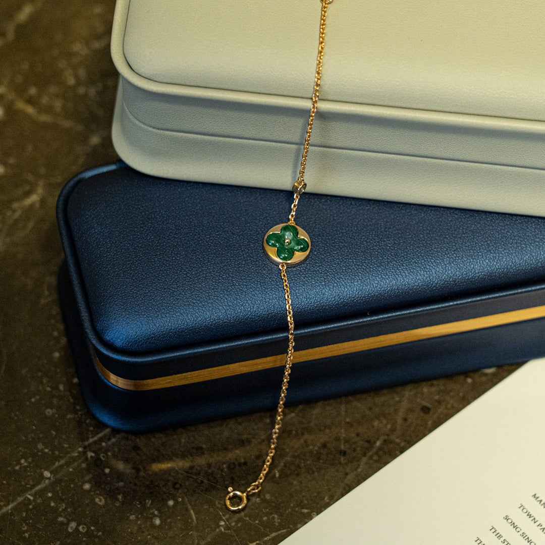 [Star Jewelry]SUN MALACHITE 1 DIAMOND PINK GOLD BRACELET