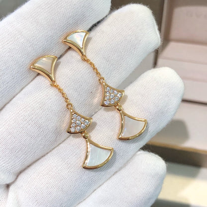 [Star Jewelry]DREAM EARRINGS 3 MOTIFS DIAMOND MOP PINK GOLD