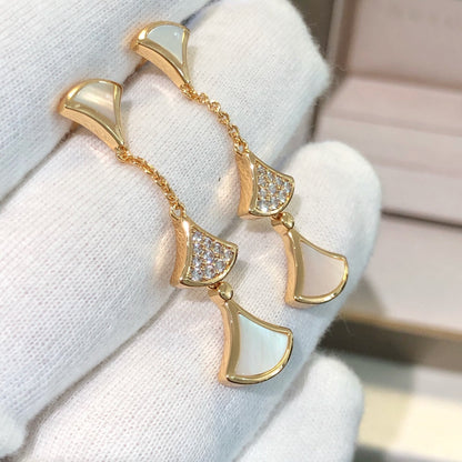 [Star Jewelry]DREAM EARRINGS 3 MOTIFS DIAMOND MOP PINK GOLD