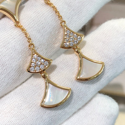 [Star Jewelry]DREAM EARRINGS 3 MOTIFS DIAMOND MOP PINK GOLD