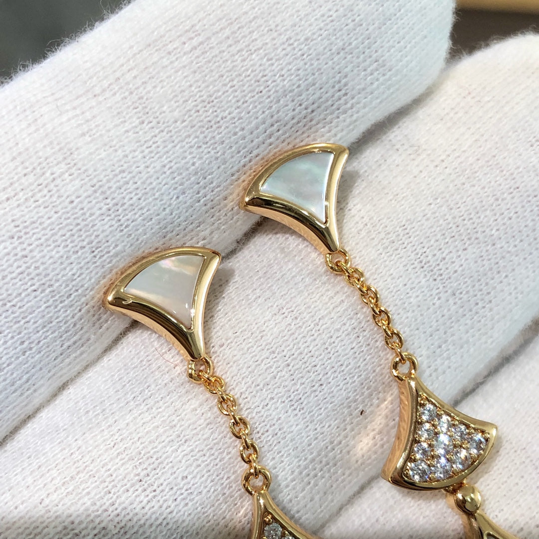 [Star Jewelry]DREAM EARRINGS 3 MOTIFS DIAMOND MOP PINK GOLD