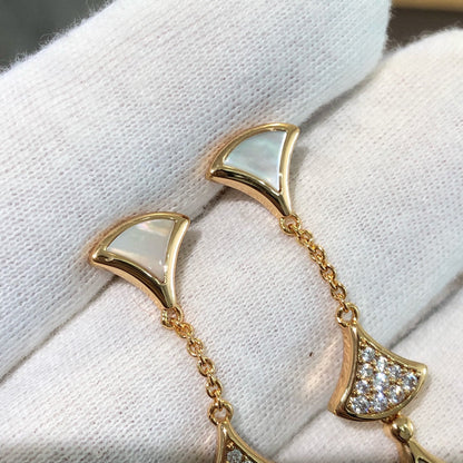 [Star Jewelry]DREAM EARRINGS 3 MOTIFS DIAMOND MOP PINK GOLD