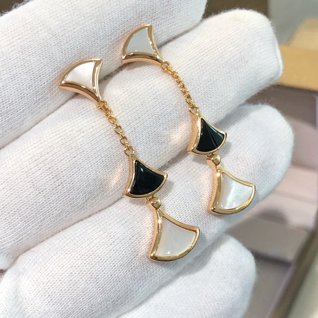 [Star Jewelry]DREAM EARRINGS 3 MOTIFS ONYX MOP PINK GOLD
