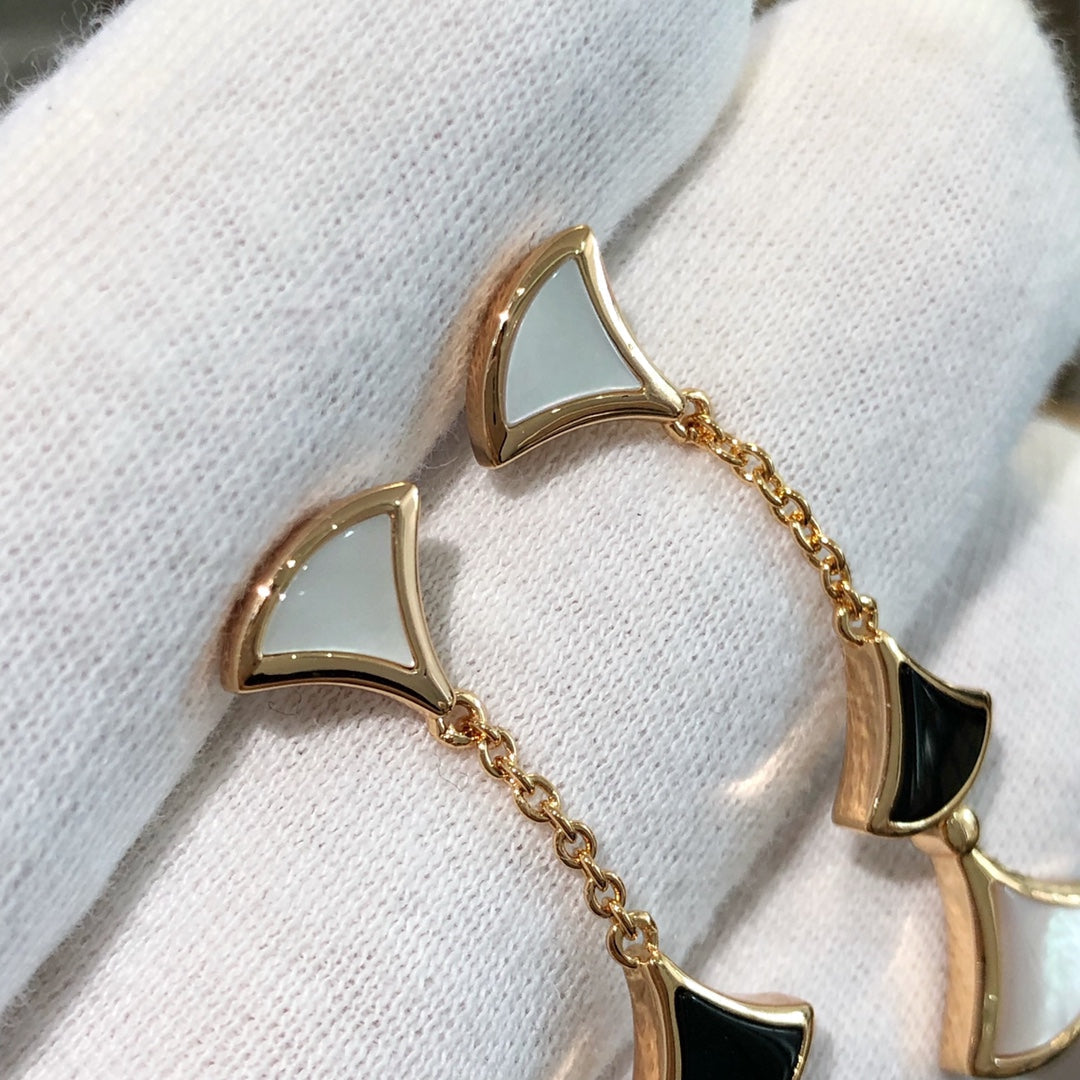 [Star Jewelry]DREAM EARRINGS 3 MOTIFS ONYX MOP PINK GOLD