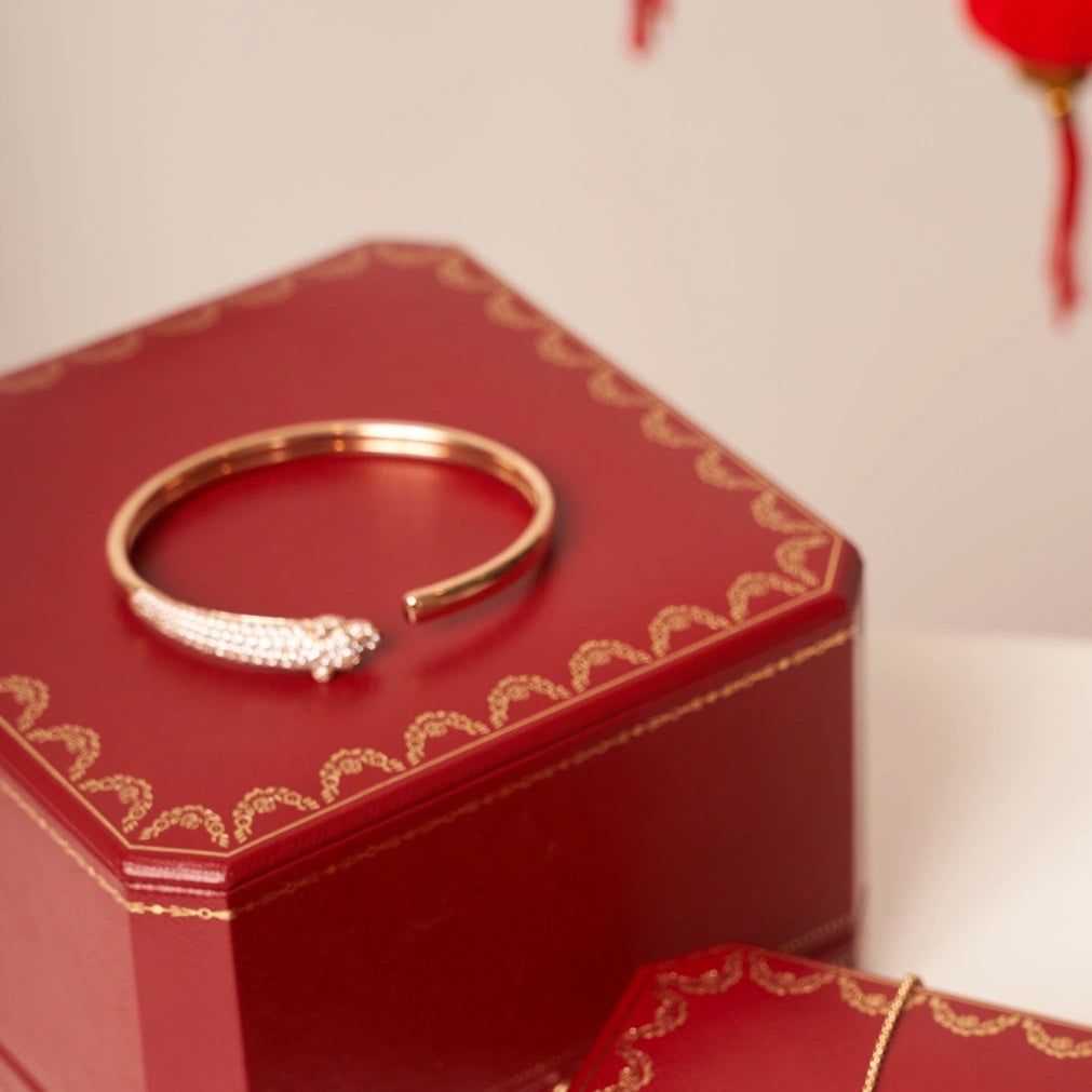 [Star Jewelry]PANTHERE ROSE GOLD DIAMOND OPEN BRACELET
