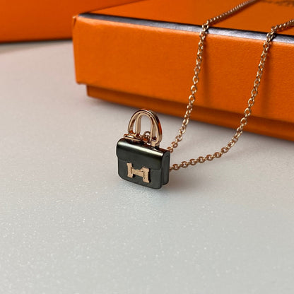[Star Jewelry]CONSTANCE BLACK PEDANT PINK GOLD NECKLACE