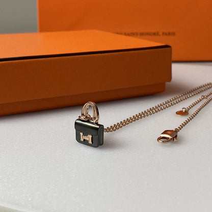 [Star Jewelry]CONSTANCE BLACK PEDANT PINK GOLD NECKLACE