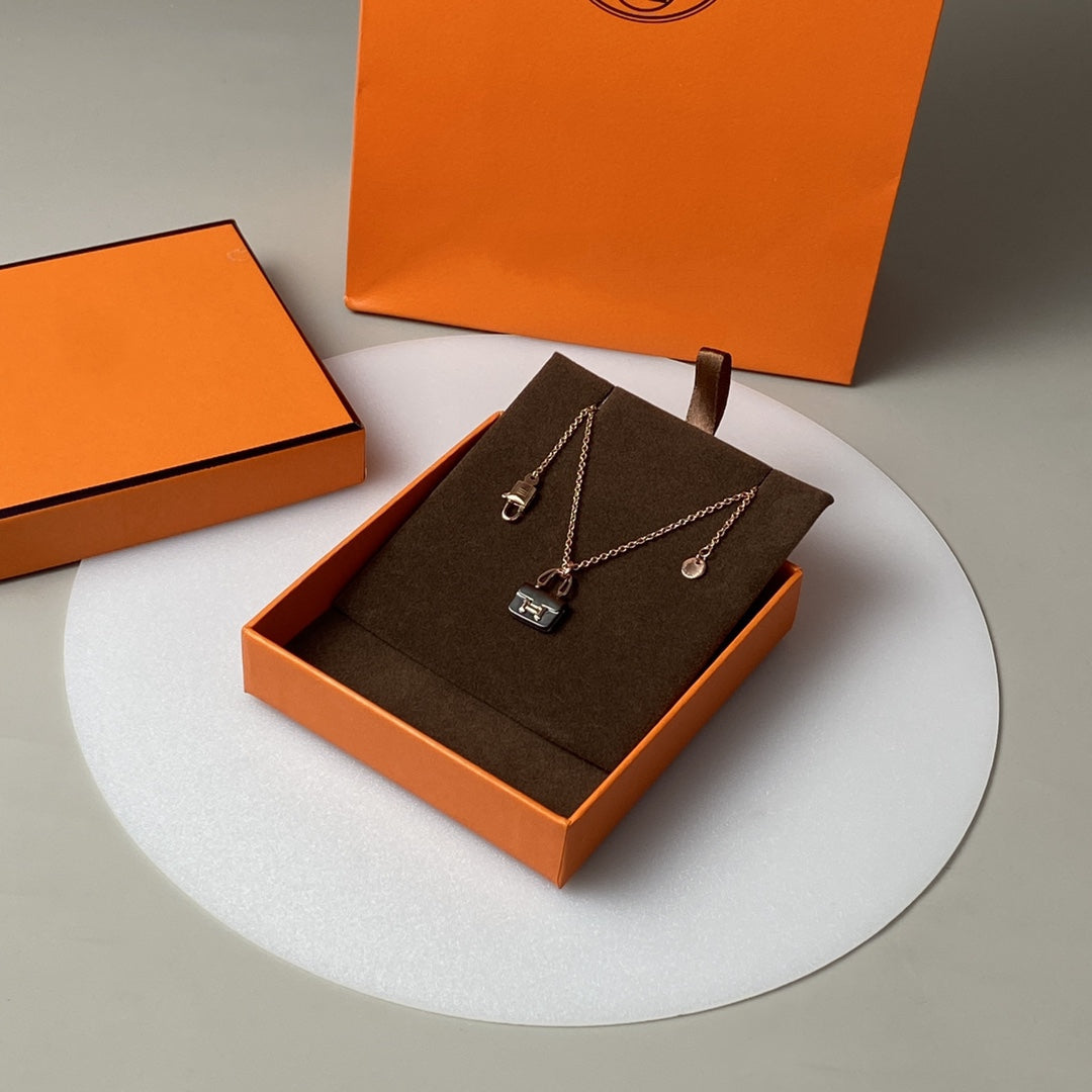 [Star Jewelry]CONSTANCE BLACK PEDANT PINK GOLD NECKLACE