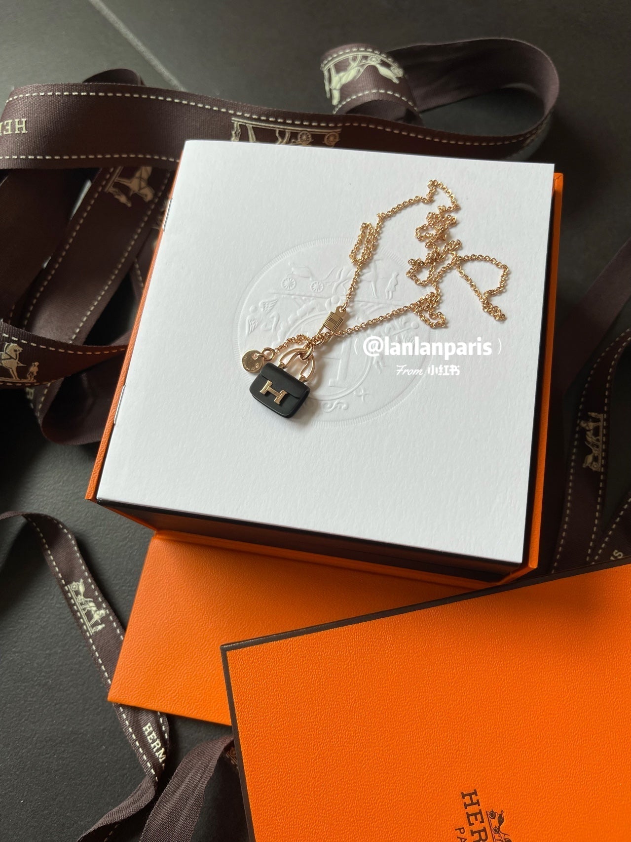 [Star Jewelry]CONSTANCE BLACK PEDANT PINK GOLD NECKLACE