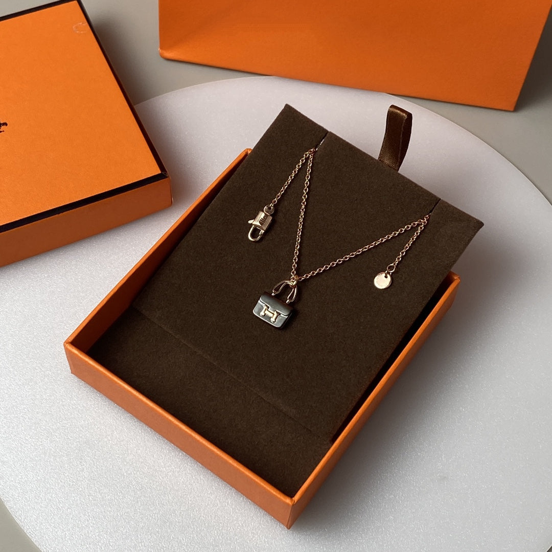 [Star Jewelry]CONSTANCE BLACK PEDANT PINK GOLD NECKLACE