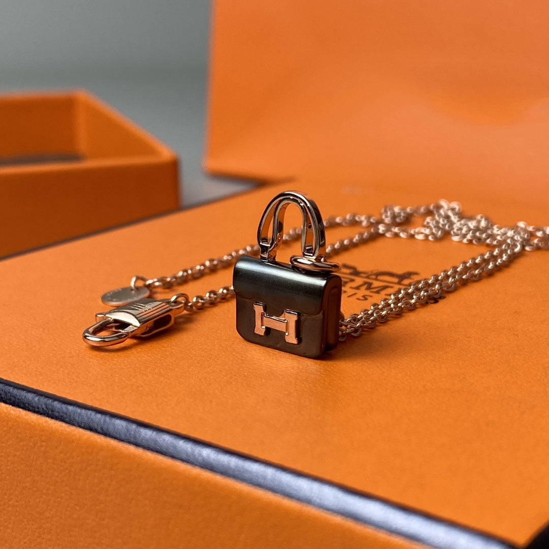[Star Jewelry]CONSTANCE BLACK PEDANT PINK GOLD NECKLACE