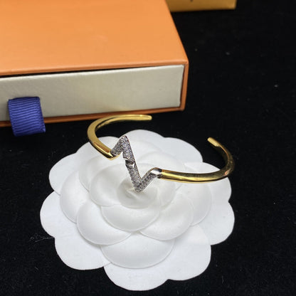 [Star Jewelry]VOLTE UPSITE DOWN DIAMOND GOLD OPEN BRACELET