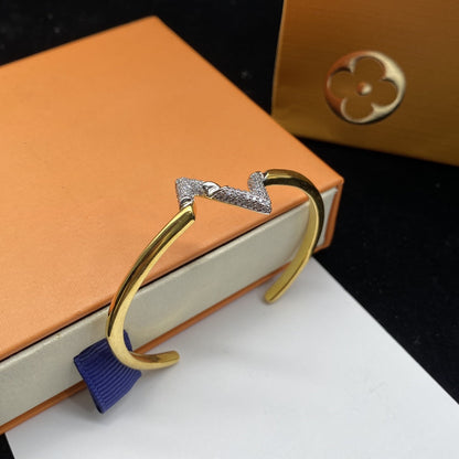 [Star Jewelry]VOLTE UPSITE DOWN DIAMOND GOLD OPEN BRACELET