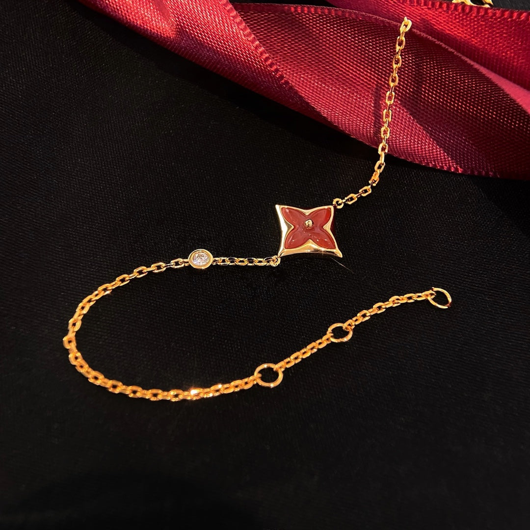 [Star Jewelry]COLOR STAR CARNELIAN PINK GOLD DIAMOND BRACELET