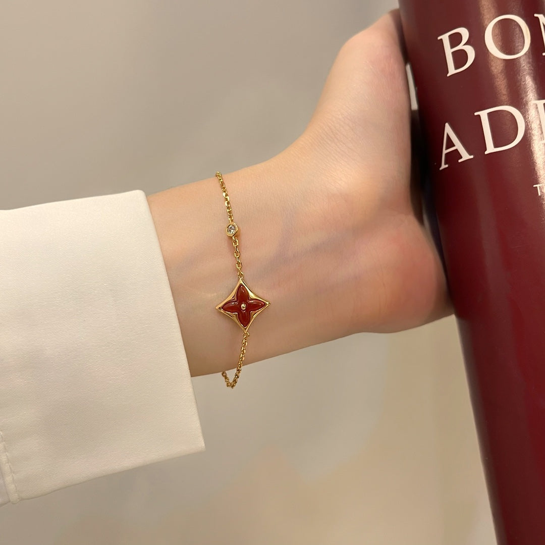 [Star Jewelry]COLOR STAR CARNELIAN PINK GOLD DIAMOND BRACELET