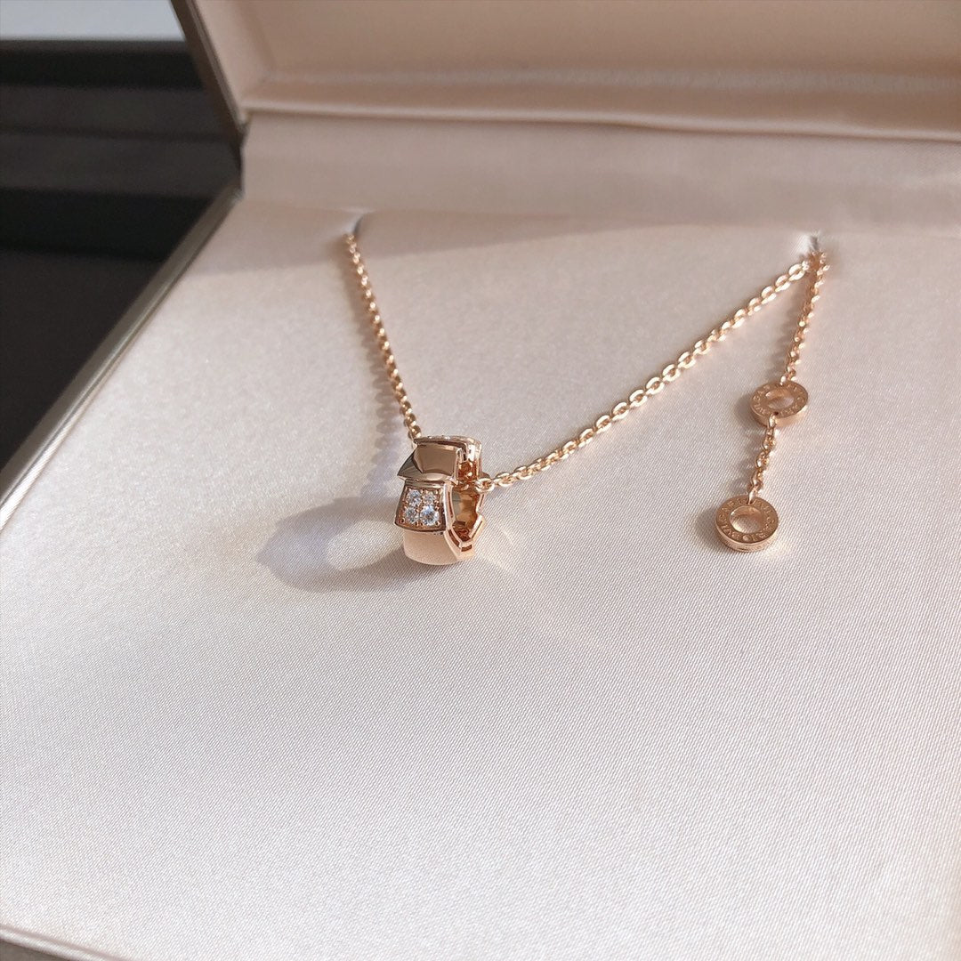 [Star Jewelry]SERPENTI PEDANT DIAMOND PINK GOLD NECKLACE